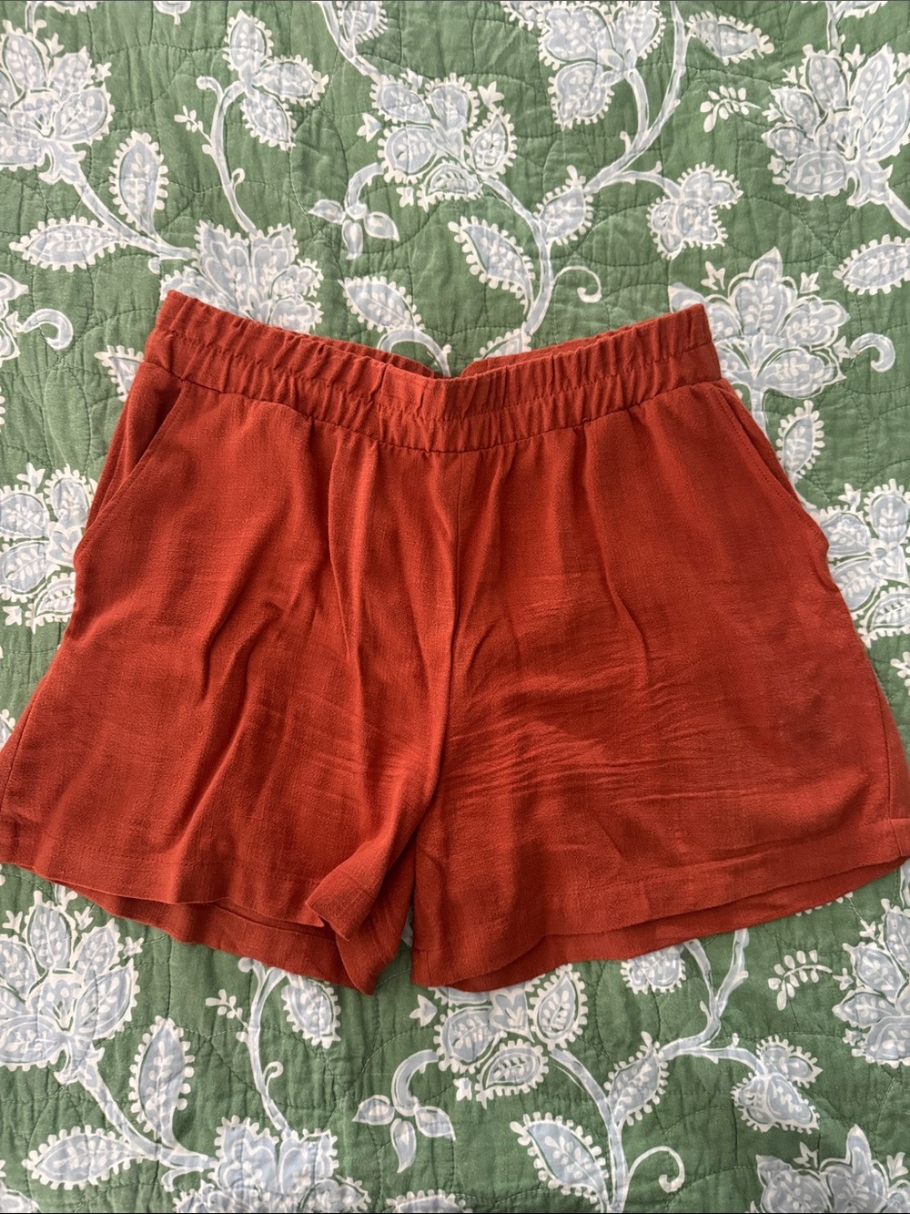 High-Waist Rust Orange Women's Relaxed Shorts